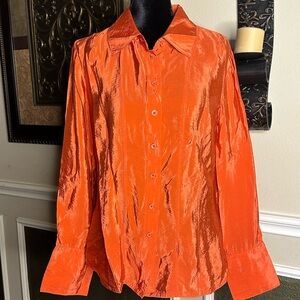 We The Free Burnt Orange Shimmer Button-Down Shirt | NWT | Size M